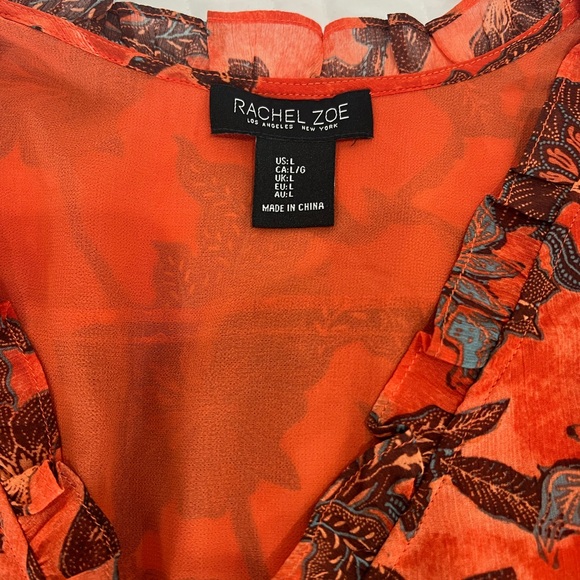 Rachel Zoe Orange and Black Floral Blouse - Picture 4 of 7